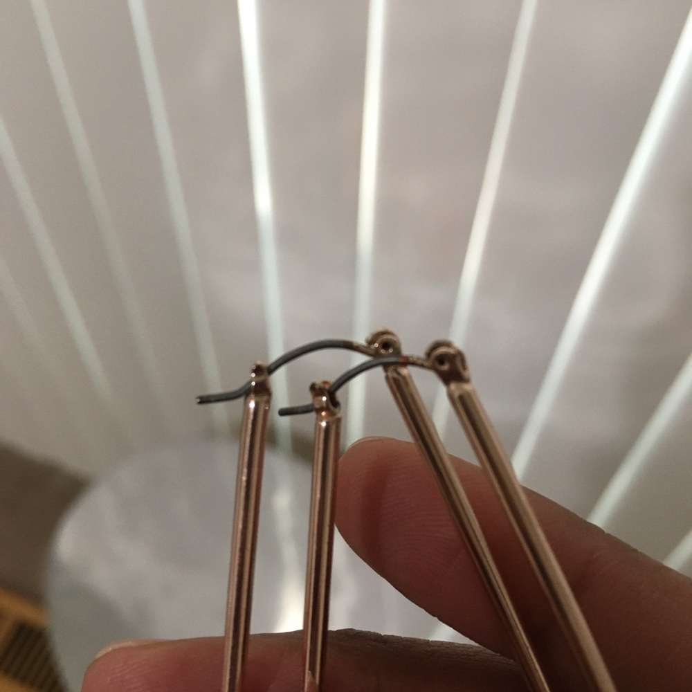 Rose Gold Rounded Drop Hoops - Picture 4 of 10